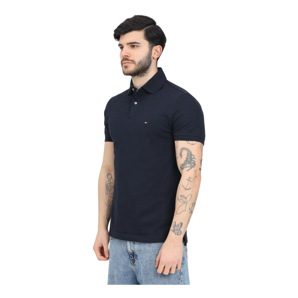 Tommy Hilfiger Blauw Polo Shirt Klassiek Ontwerp Blue Heren