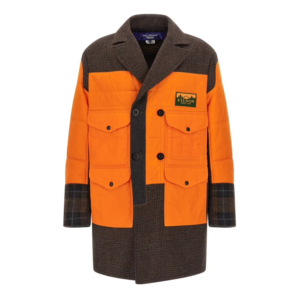 Junya Watanabe Multicolor Parkas, Male, L, Patchwork Long Coat