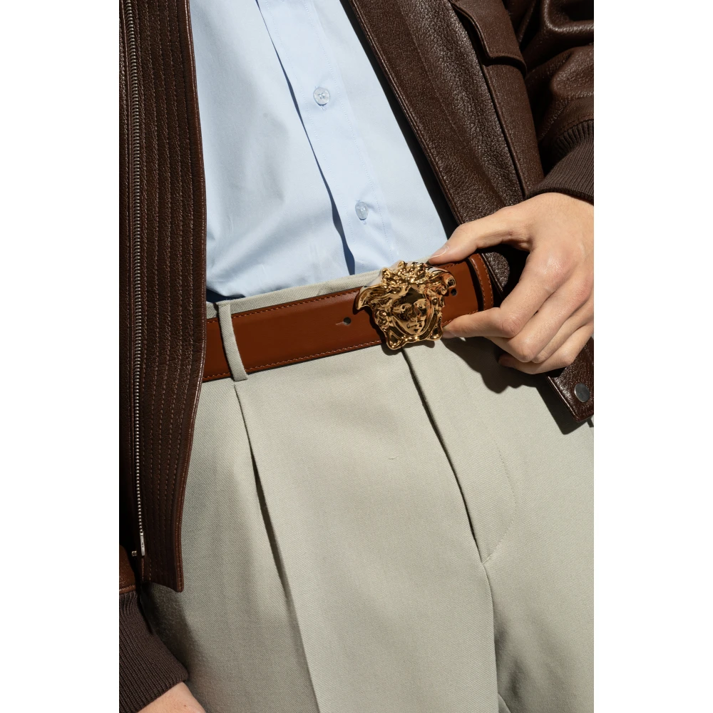 Versace Leren riem Brown Heren