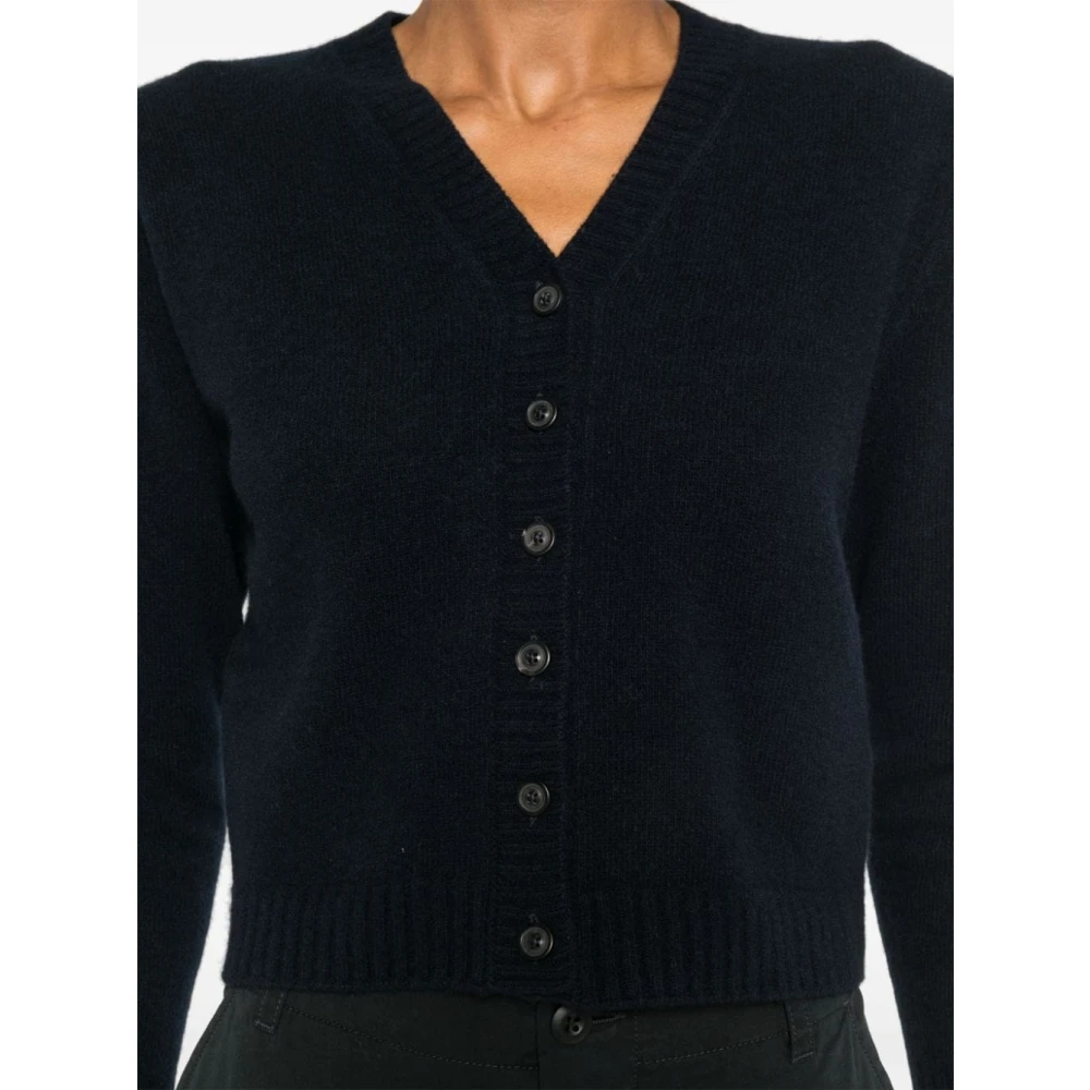 Maison Margiela Zwarte Wol V-Hals Trui Blue Dames