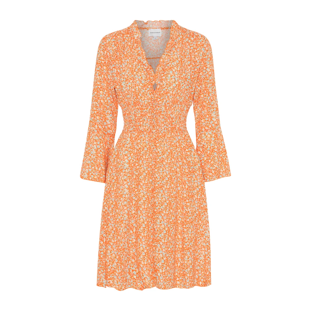 American Dreams Korte Oranje Bloem Jurk Orange Dames