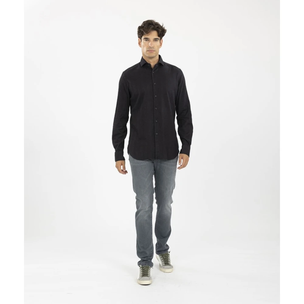 Xacus Italiaanse Stijl Flanellen Overhemd Black Heren