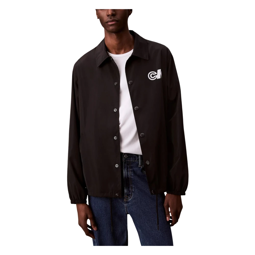 Calvin Klein Jeans Men's Black Light Jackets, 2XL, Ls Nylon Ck Graphic Lv04rc515g