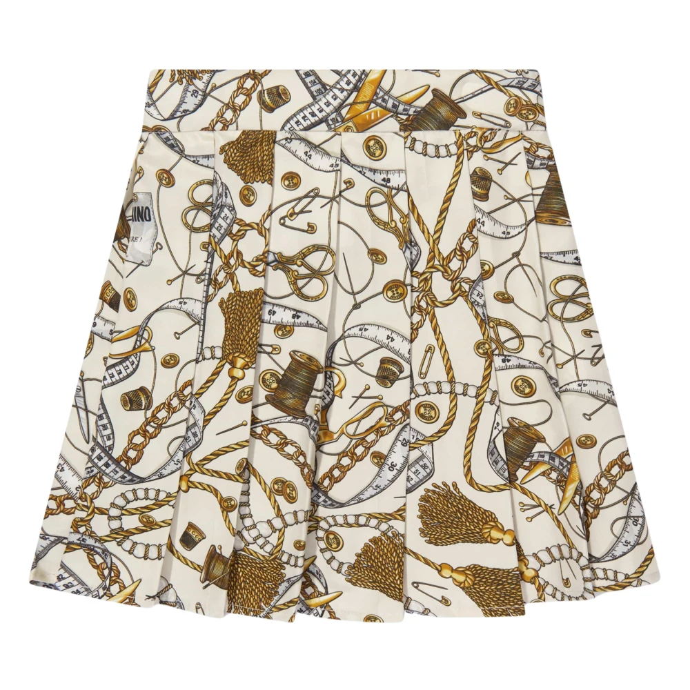 Moschino Women's Ivory Pleated Chains Skirt In