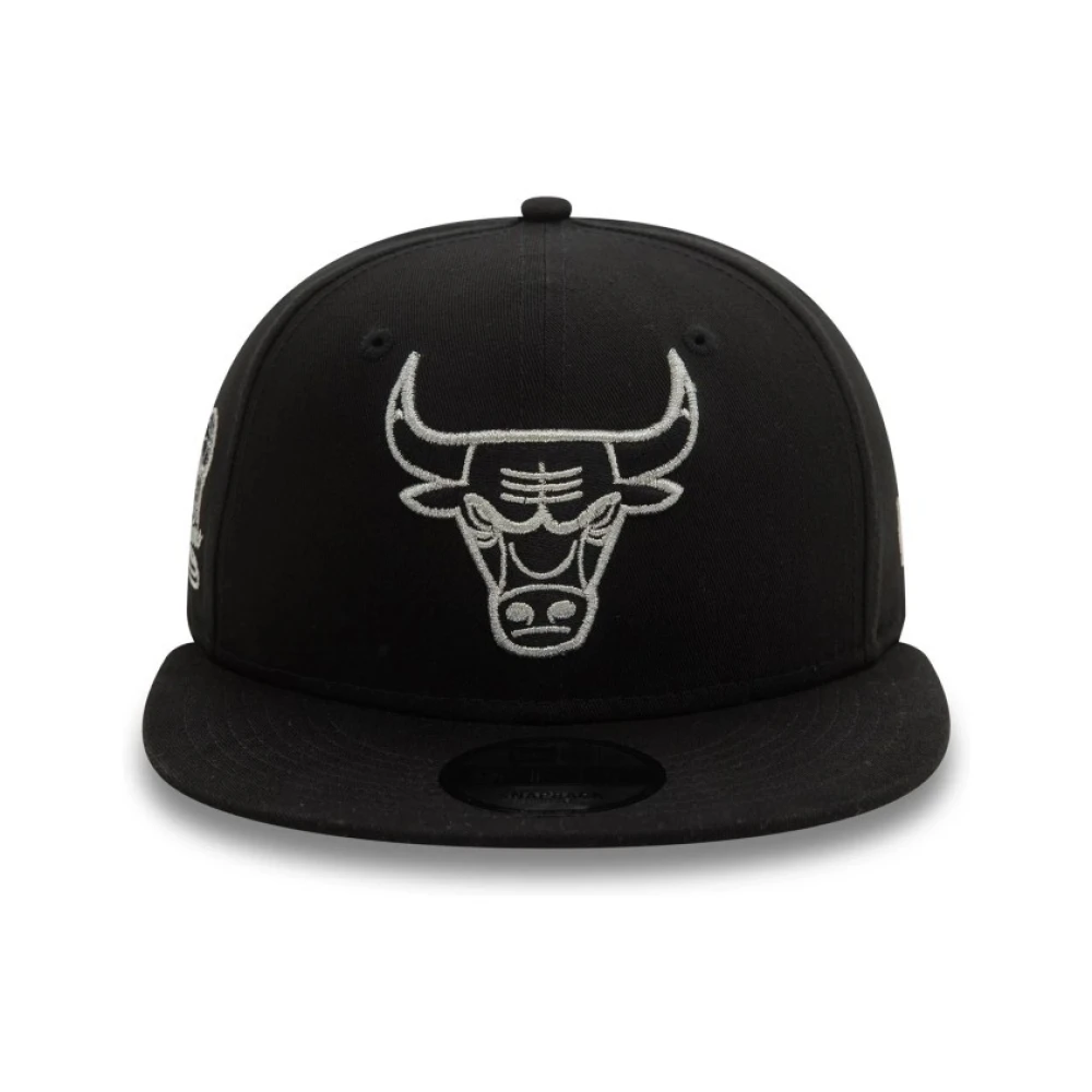 new era Zwarte Bulls Metallic Outline Pet Black Heren