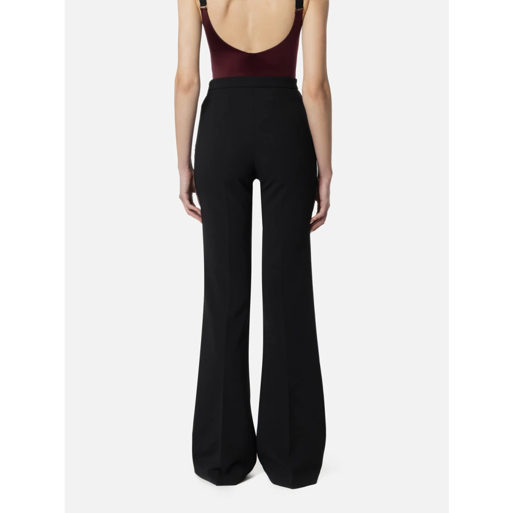 Elisabetta Franchi Zwarte Palazzo Broek met Stud Detail Black Dames