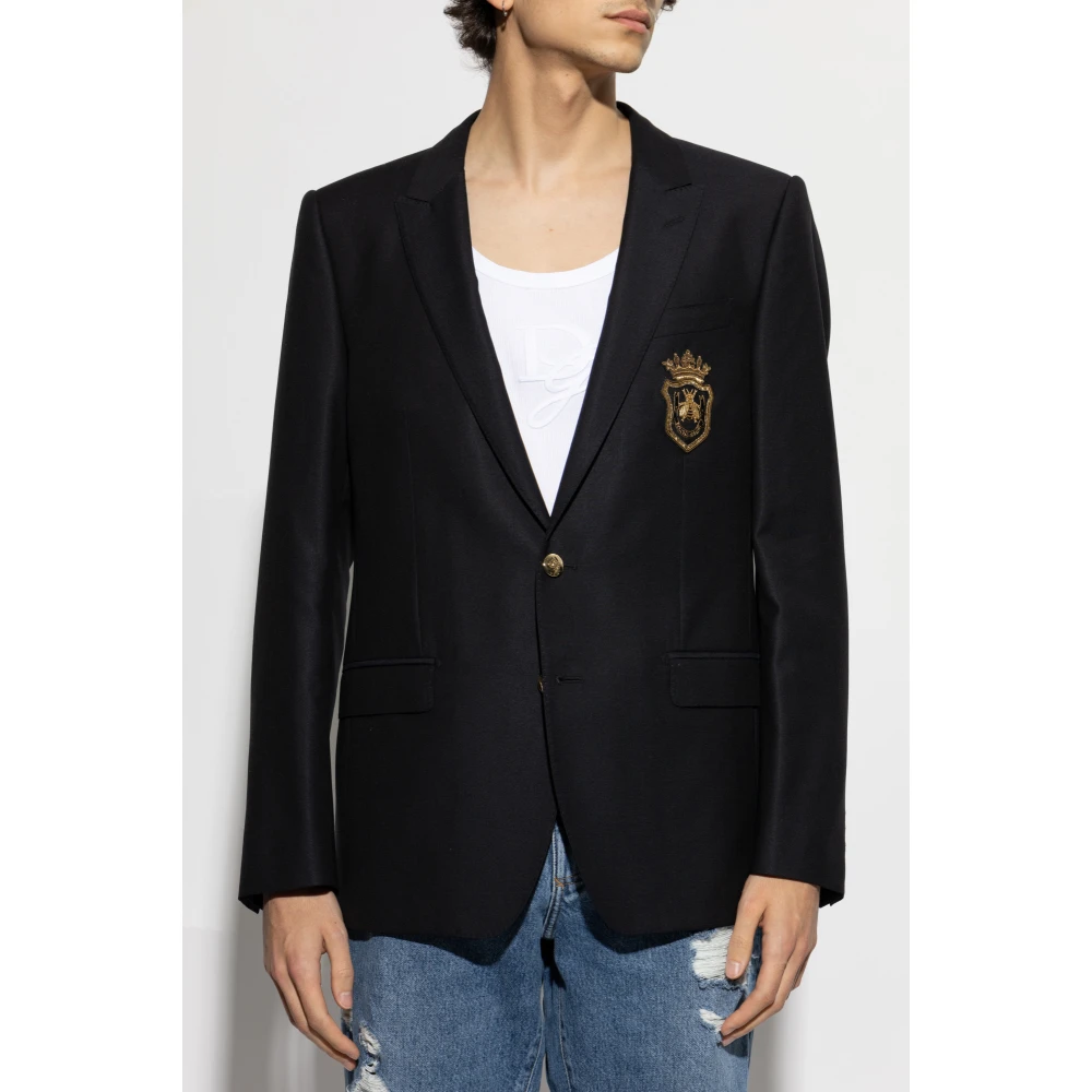 Dolce & Gabbana Wollen blazer met applicatie Black Heren