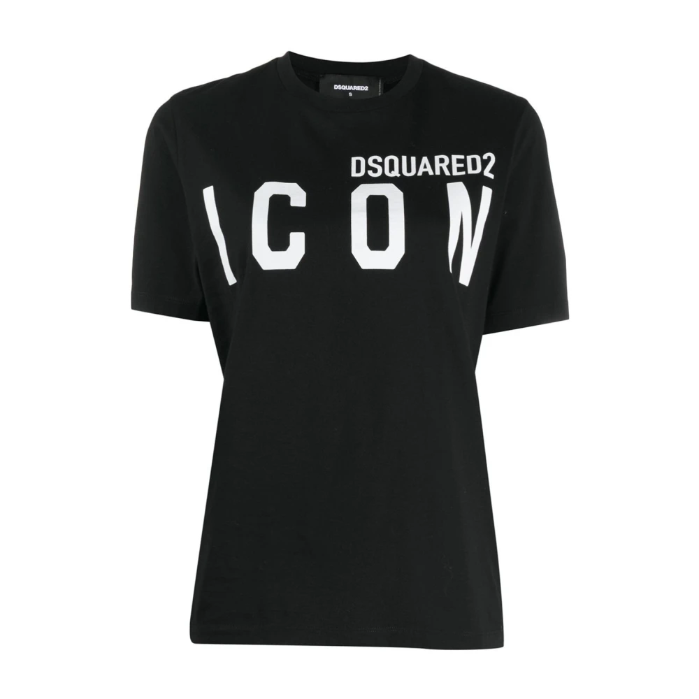 Dsquared2 Zwarte Logo Print T-shirts en Polos Black Dames