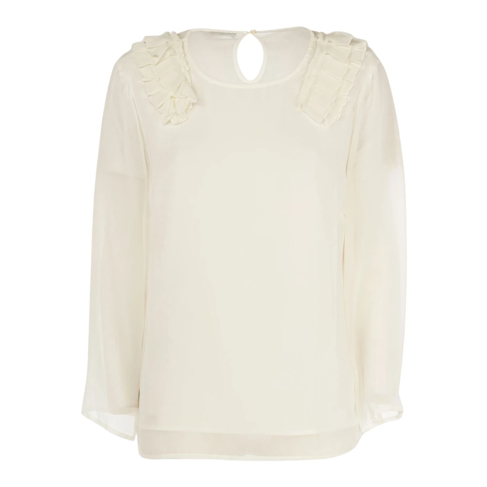 Fracomina Elegante Zomerblouse met Lange Mouwen White Dames