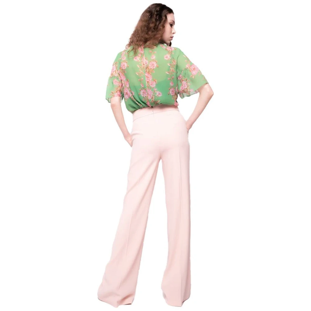 pinko Crepe stretch broek met gouden knopen Pink Dames