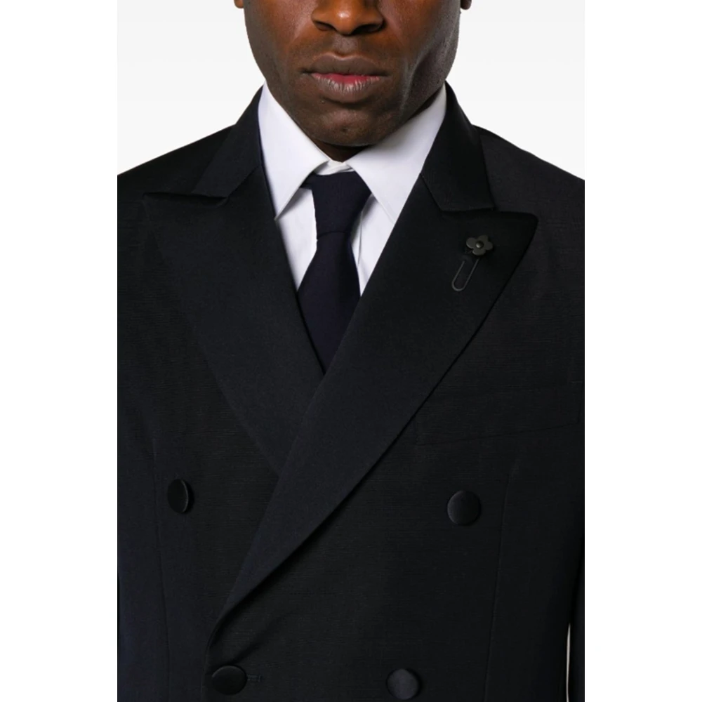 Lardini Blauwe Double-Breasted Jurk met Broek Blue Heren