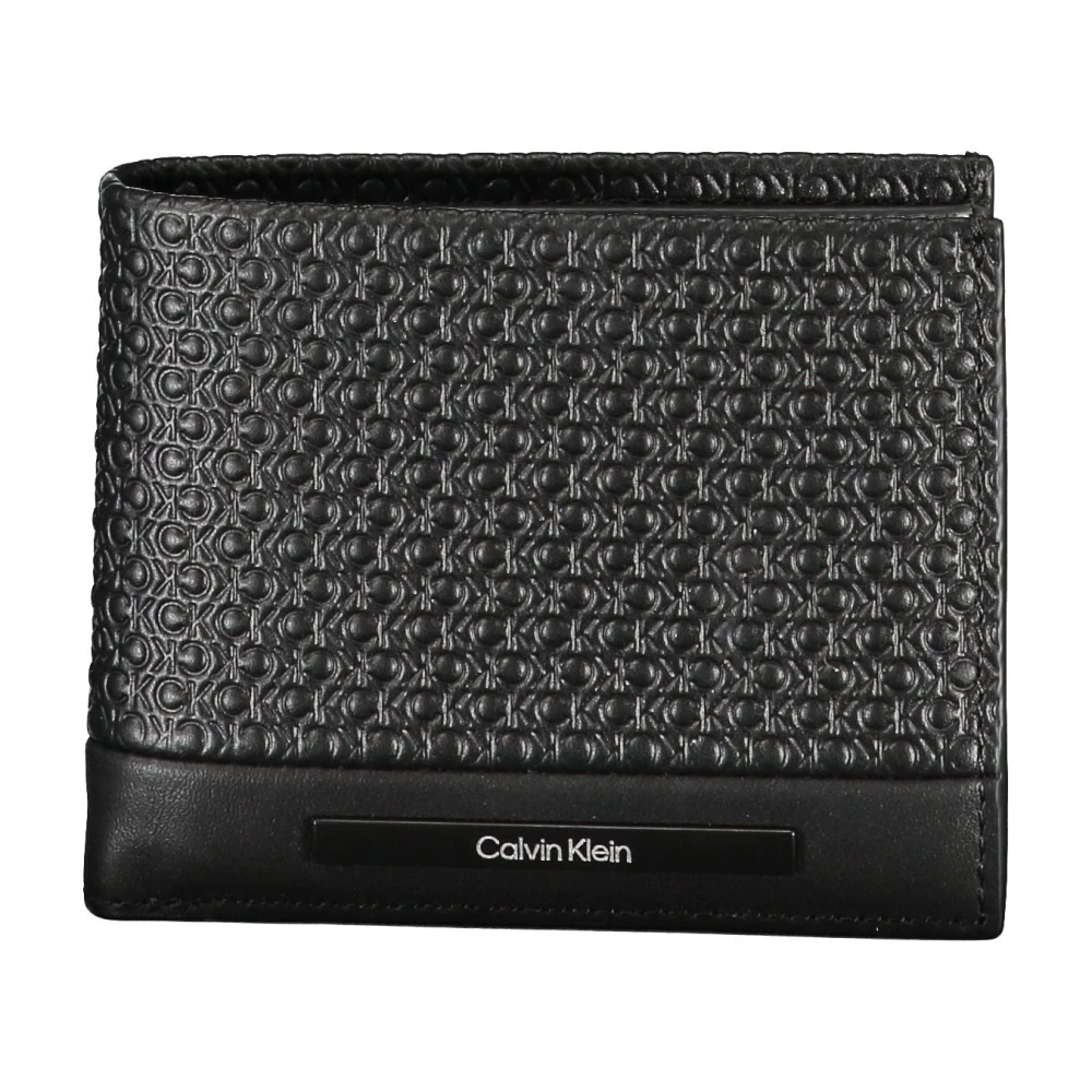 Calvin Klein Elegante zwarte leren portemonnee met contrastdetails Black Heren