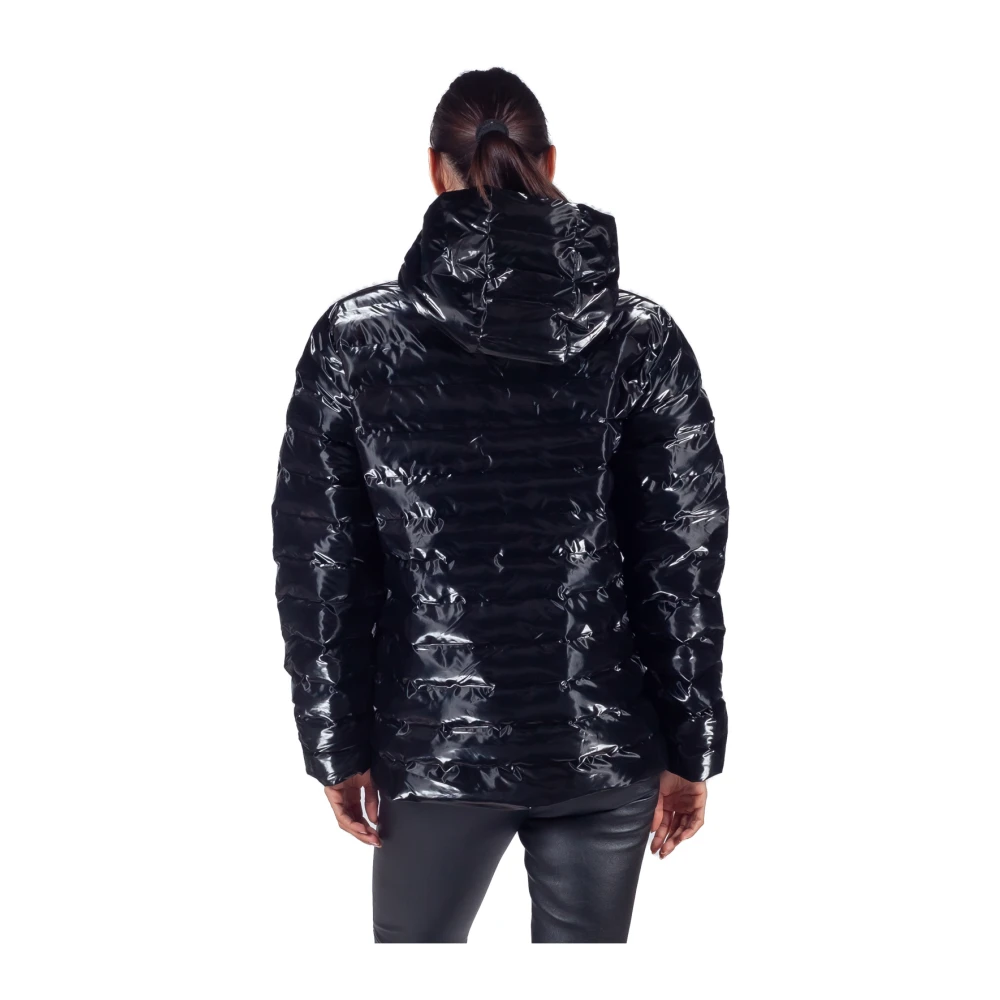 Rains Zwarte Gewatteerde Pufferjas met Capuchon Black Dames