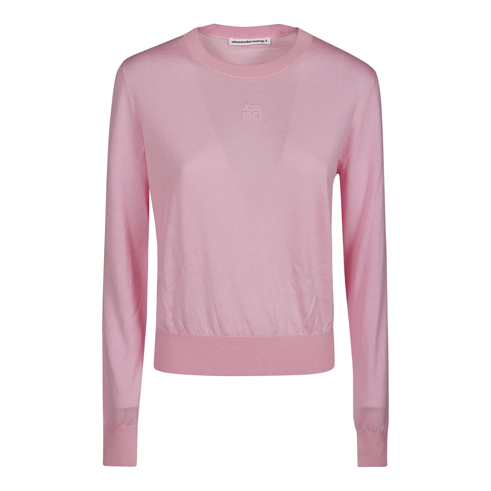 T by Alexander Wang Geborduurde Logo Trui Pink Dames