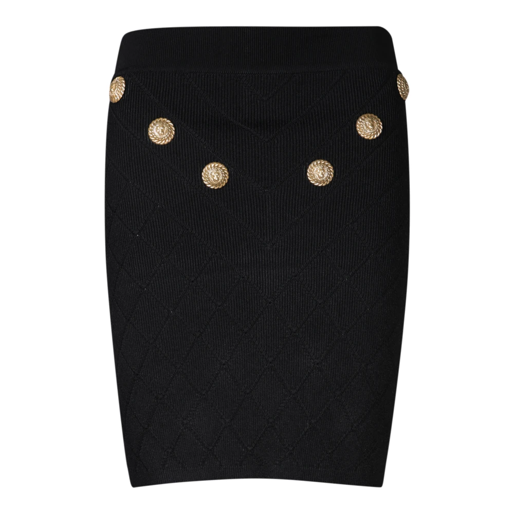 Balmain Women's Black 6-Button Knit Skirt - Short Skirts - S - Skirts