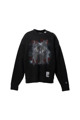 Sweatshirt med kattryck