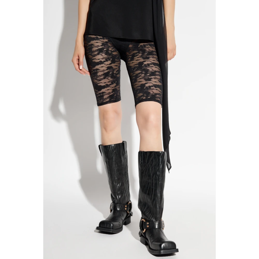 Diesel Transparante shorts Uflb-D-Oval-Lace-Short Black Dames