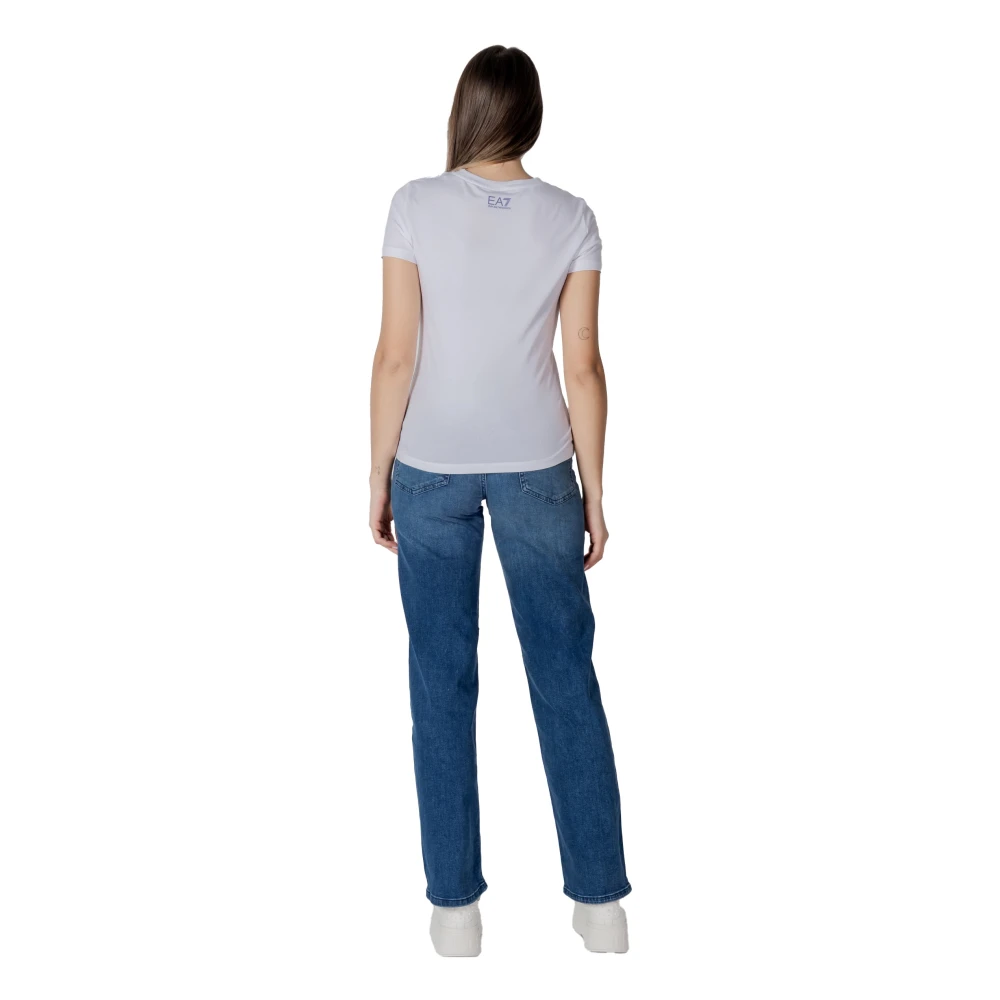 Emporio Armani EA7 Korte mouwen katoenen T-shirt collectie White Dames