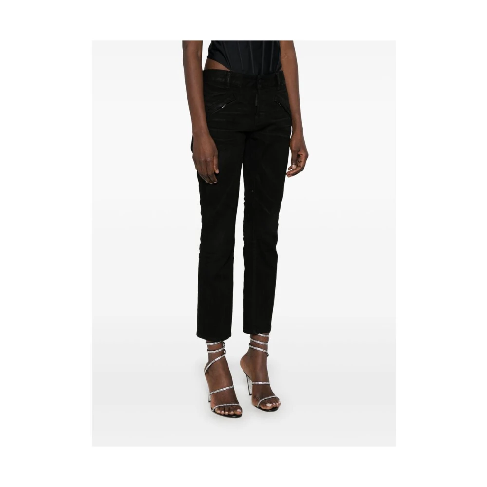 Dsquared2 Zwarte Klassieke Knoopsluiting Jeans Black Dames