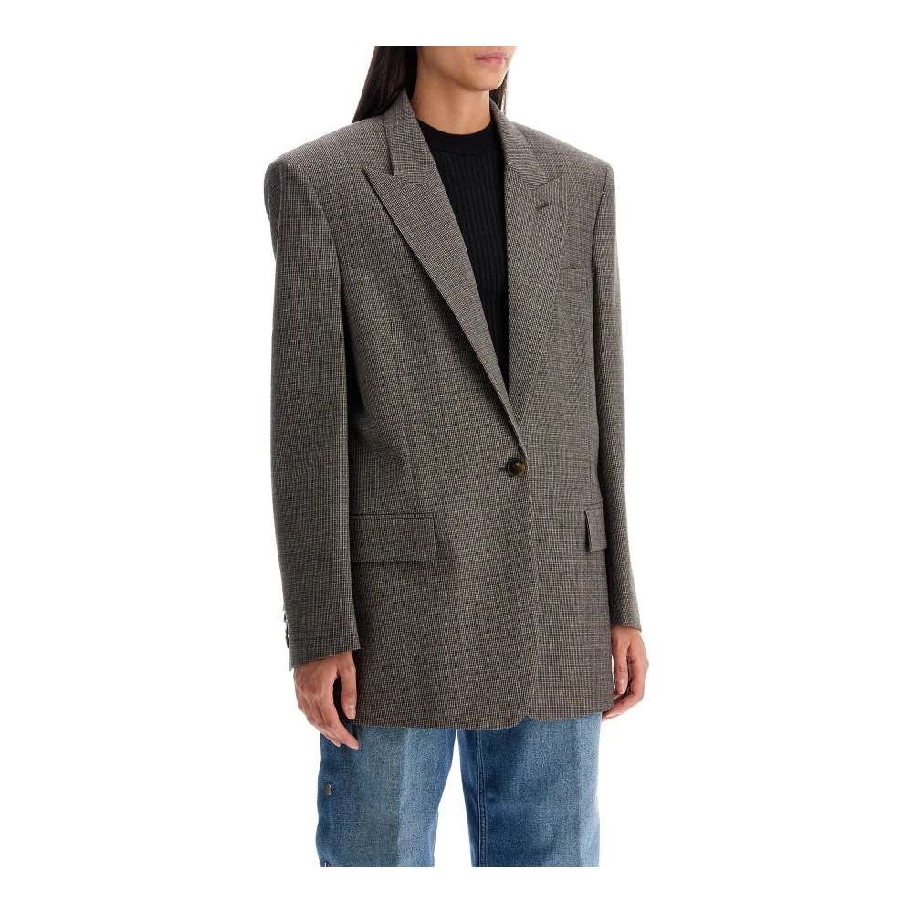 Stella Mccartney Houndstooth Single-Breasted Blazer Gray Dames