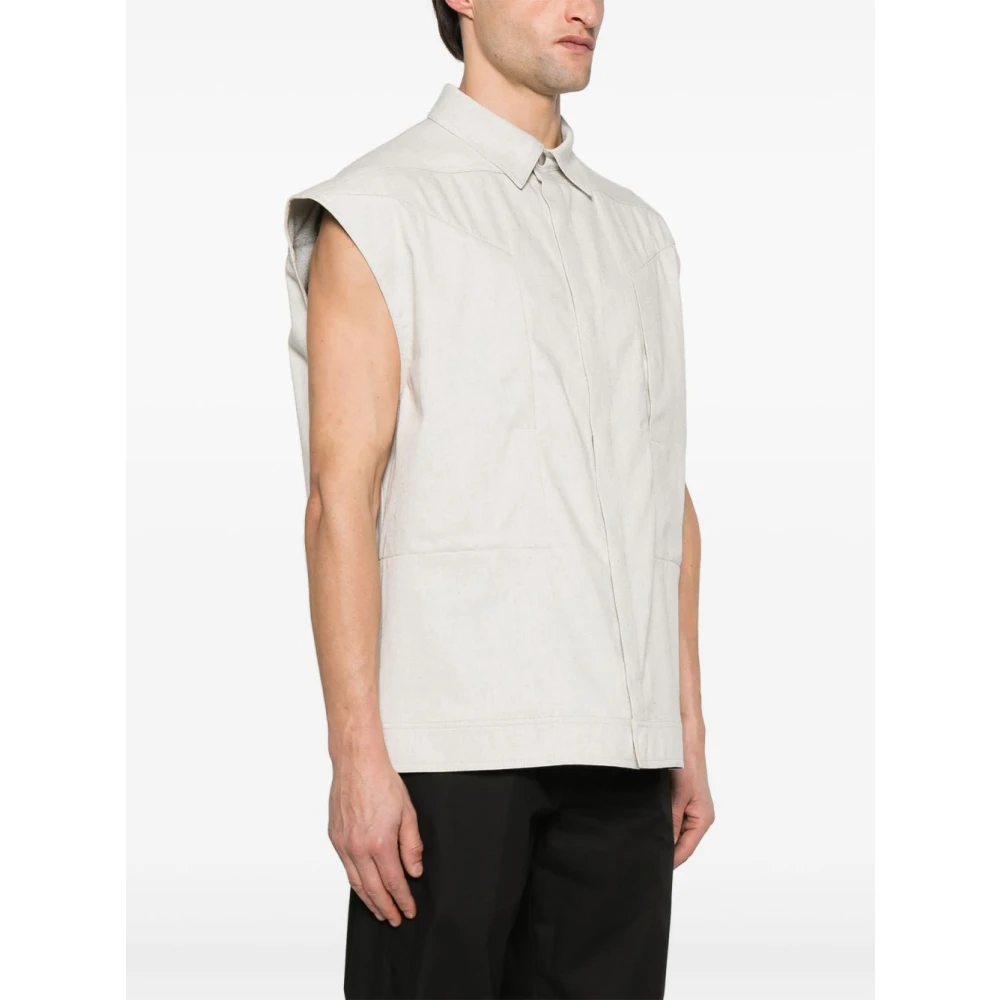 Rick Owens Mouwloze Jas met Zakken Beige Heren