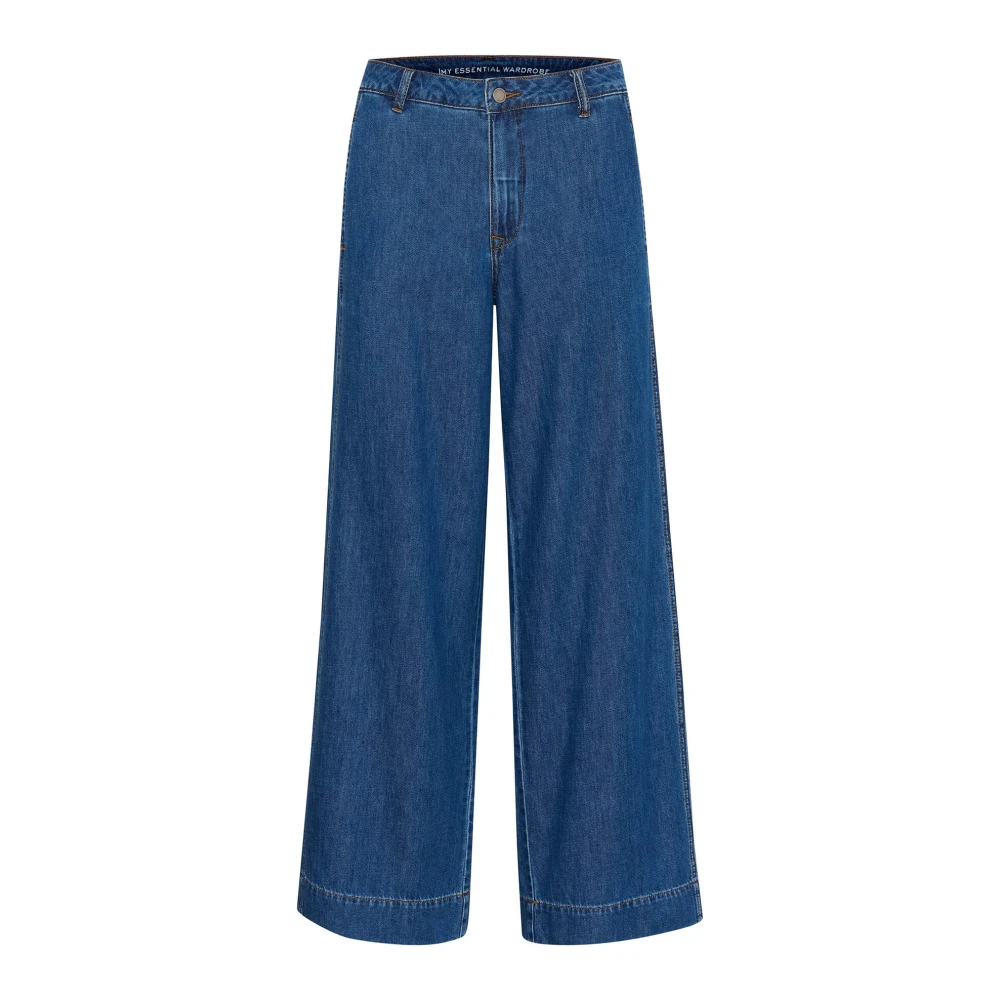 My Essential Wardrobe Wijde Pijp Medium Blue Wash Jeans Blue Dames