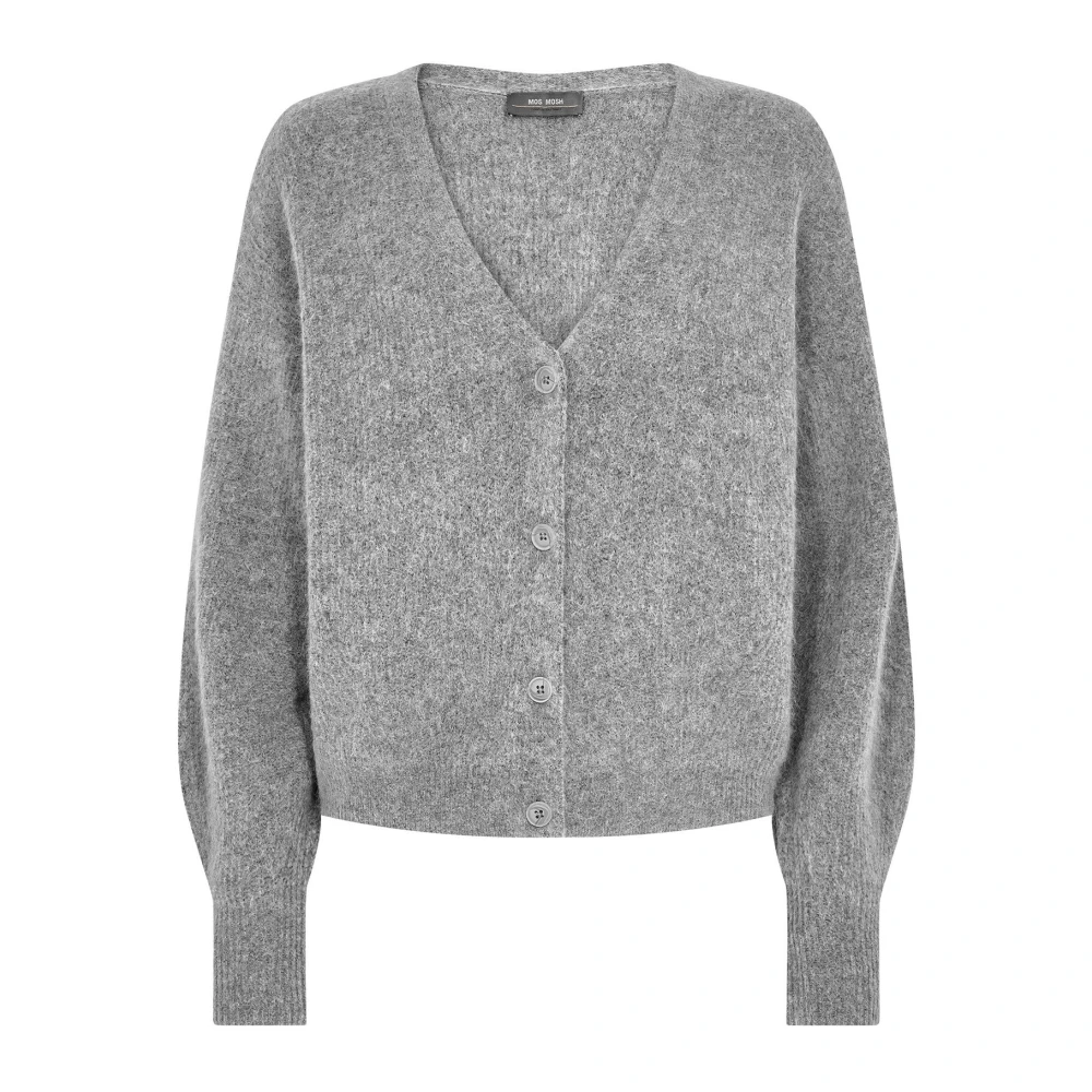 Mos Mosh Gray Grey V-Neck Knit Cardigan - Female - Cardigans - Xl - Knitwear