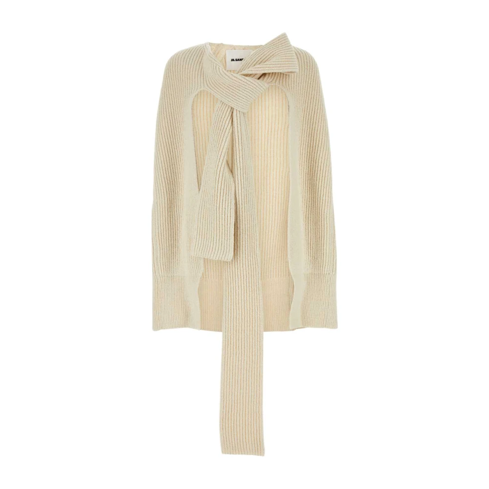 Jil Sander Elegant Ivory Cotton Blend Cape White Dames