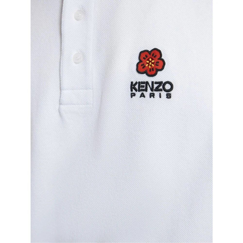 Kenzo Witte Bloemen Polo Shirt White Heren