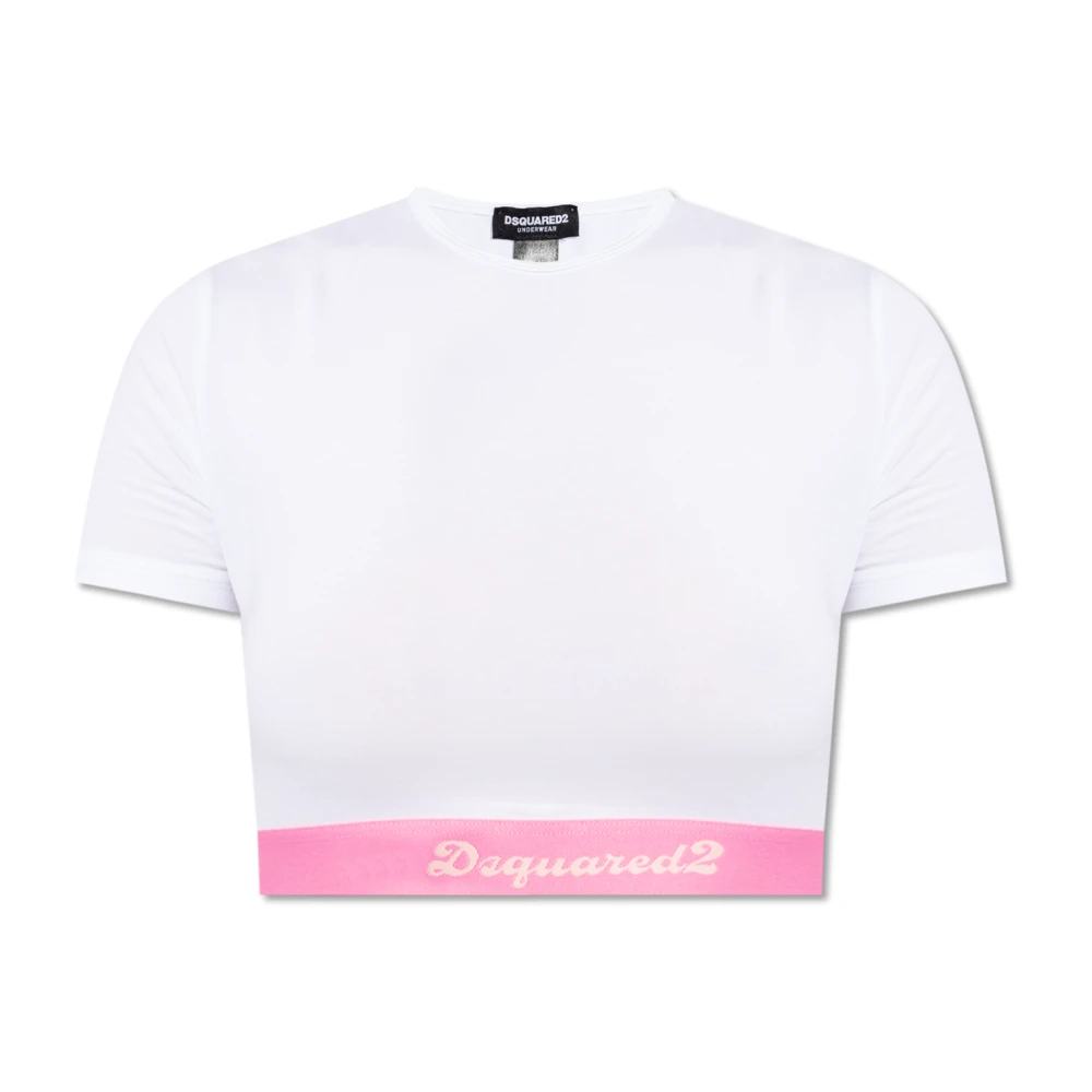Dsquared2 Cropped T-shirt with logo White Dames