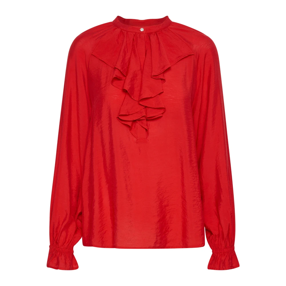 Part Two Elegante Ruche Blouse in Salsa Red Dames