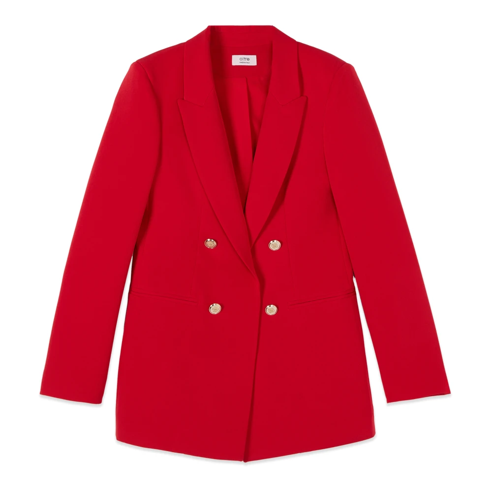 Oltre Donna Rosso - Blazer Doppiopetto In Tessuto Tecnico - Jackets - S