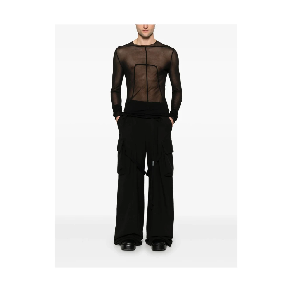 Rick Owens Zwarte Crew Neck Longsleeve T-shirt Black Heren