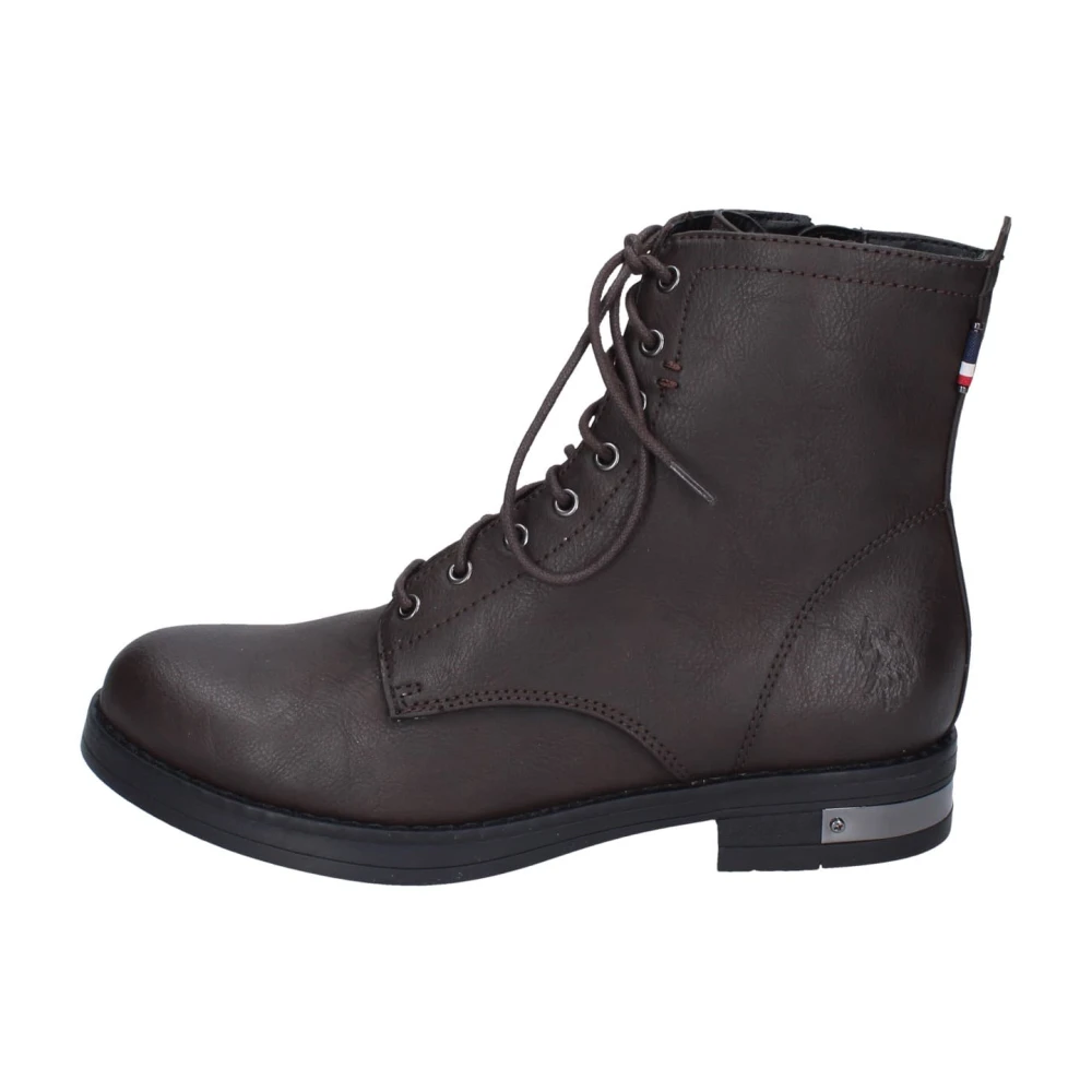 U.s. Polo Assn. Women's Brown Lace-Up Boots,, Synthetic Leather Ankle Boots Size 4 Uk