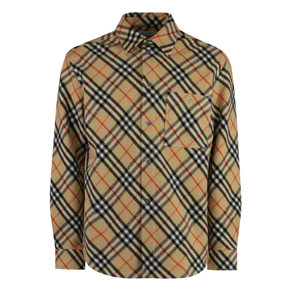 Burberry Men's Beige Wool Check Overshirt - Light Jackets - Xl - Jackets