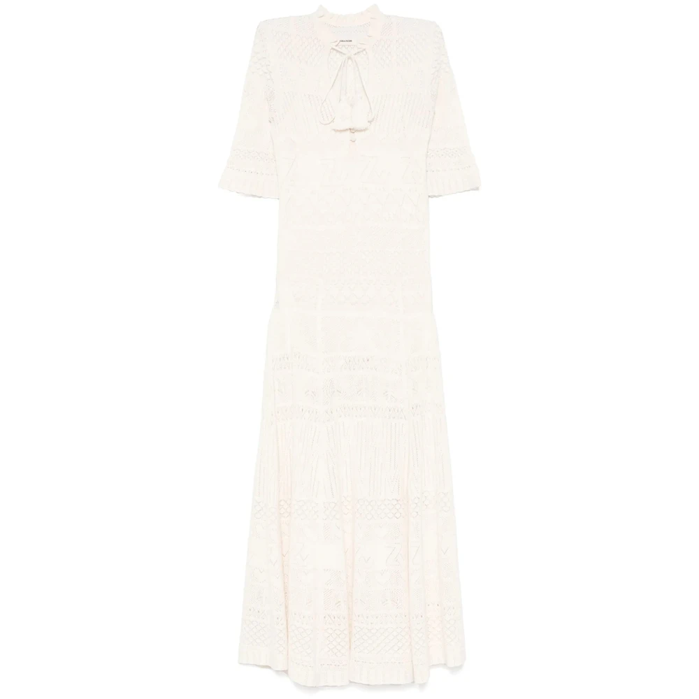 Zadig & Voltaire Ecru Kort Jurkje met Kwastjes Beige Dames