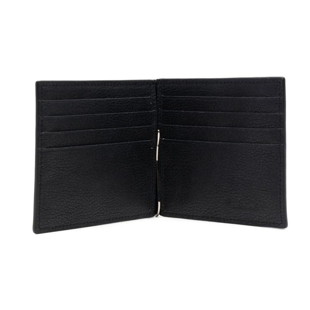 Orciani Zwarte leren portemonnee met logoplaat Black Heren