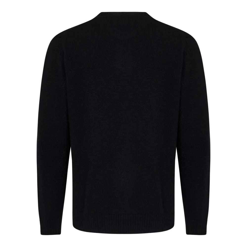 Low Brand Luxe Zwarte Wol Kasjmier Ronde Hals Sweater Black Heren
