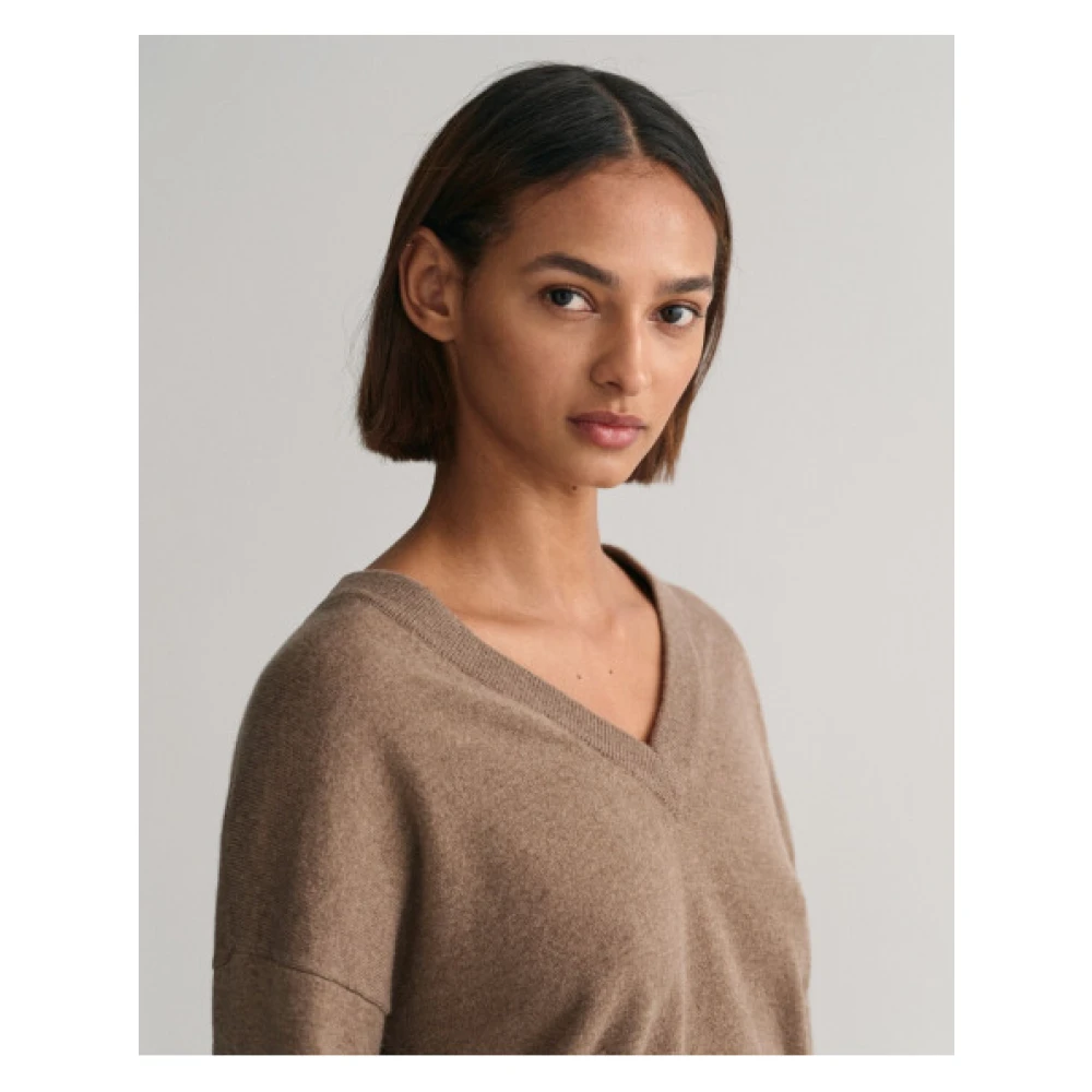 Gant V-neck Knitwear Beige Dames