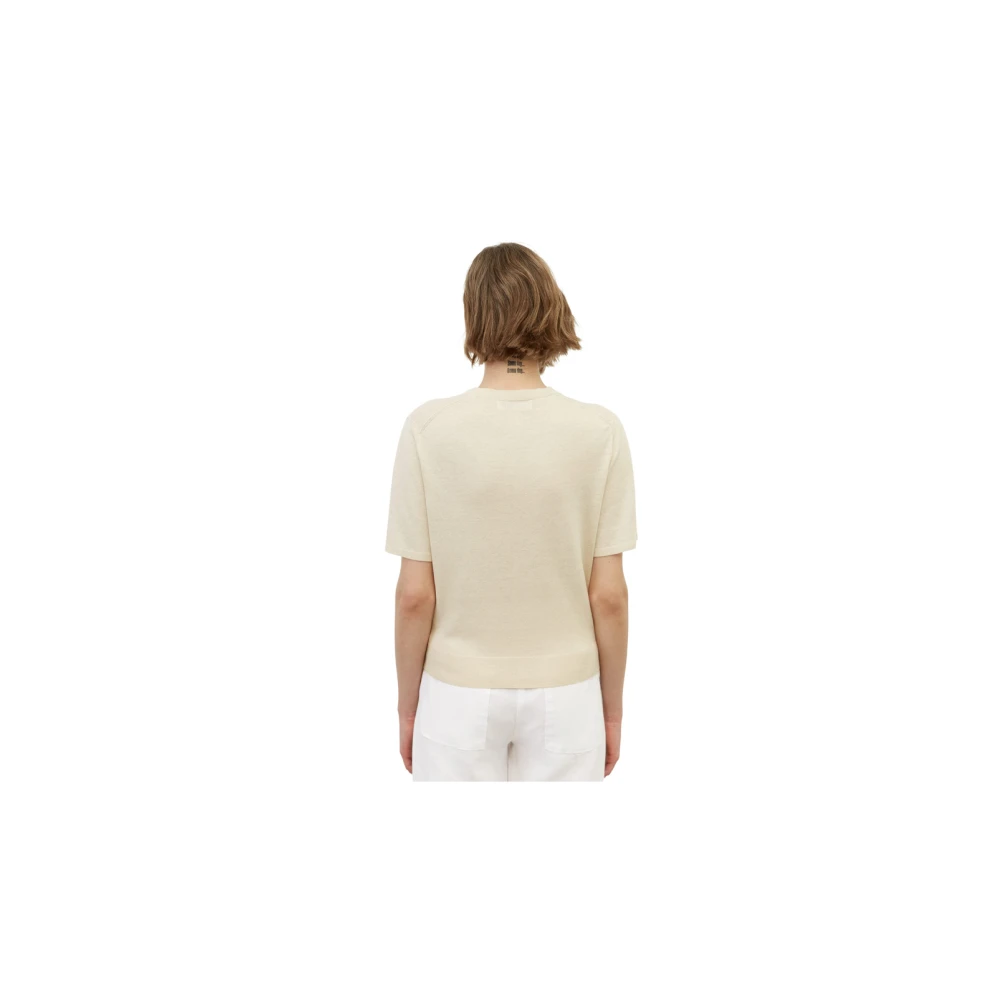 Marc O'Polo Korte Mouw V-hals Pullover Sweater Beige Dames