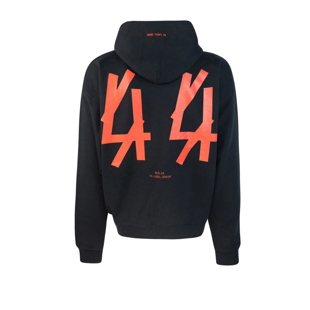 44 Label Group Zwarte hoodie met verstelbaar trekkoord Black Heren