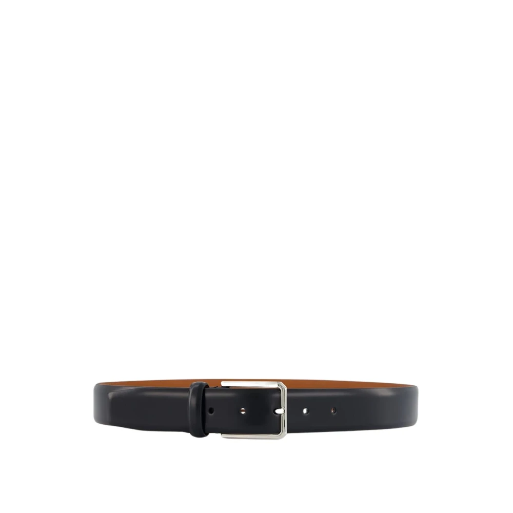 Santoni Gestanst Leren Riem Black Heren