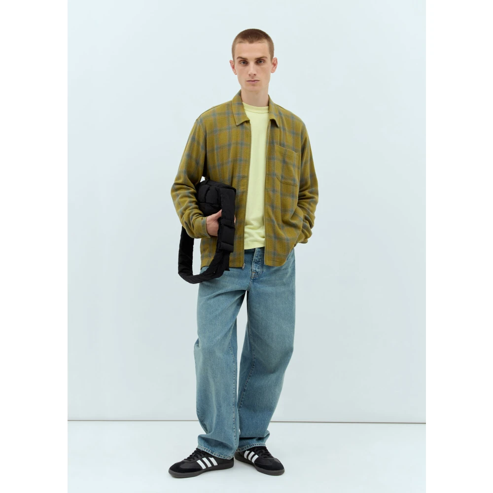 Stüssy Geruite Katoenen Shirt Rits Voorkant Green Heren