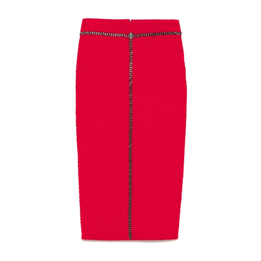 Elisabetta Franchi Karmozijn Herringbone Gebreide Rok Red Dames
