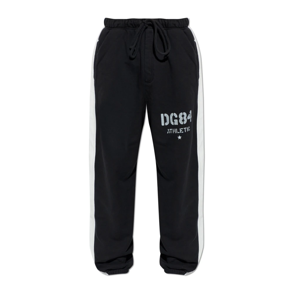 Dolce & Gabbana Uomo Nero - Pantaloni Da Tuta Con Polsini A Coste - Trousers - Xl