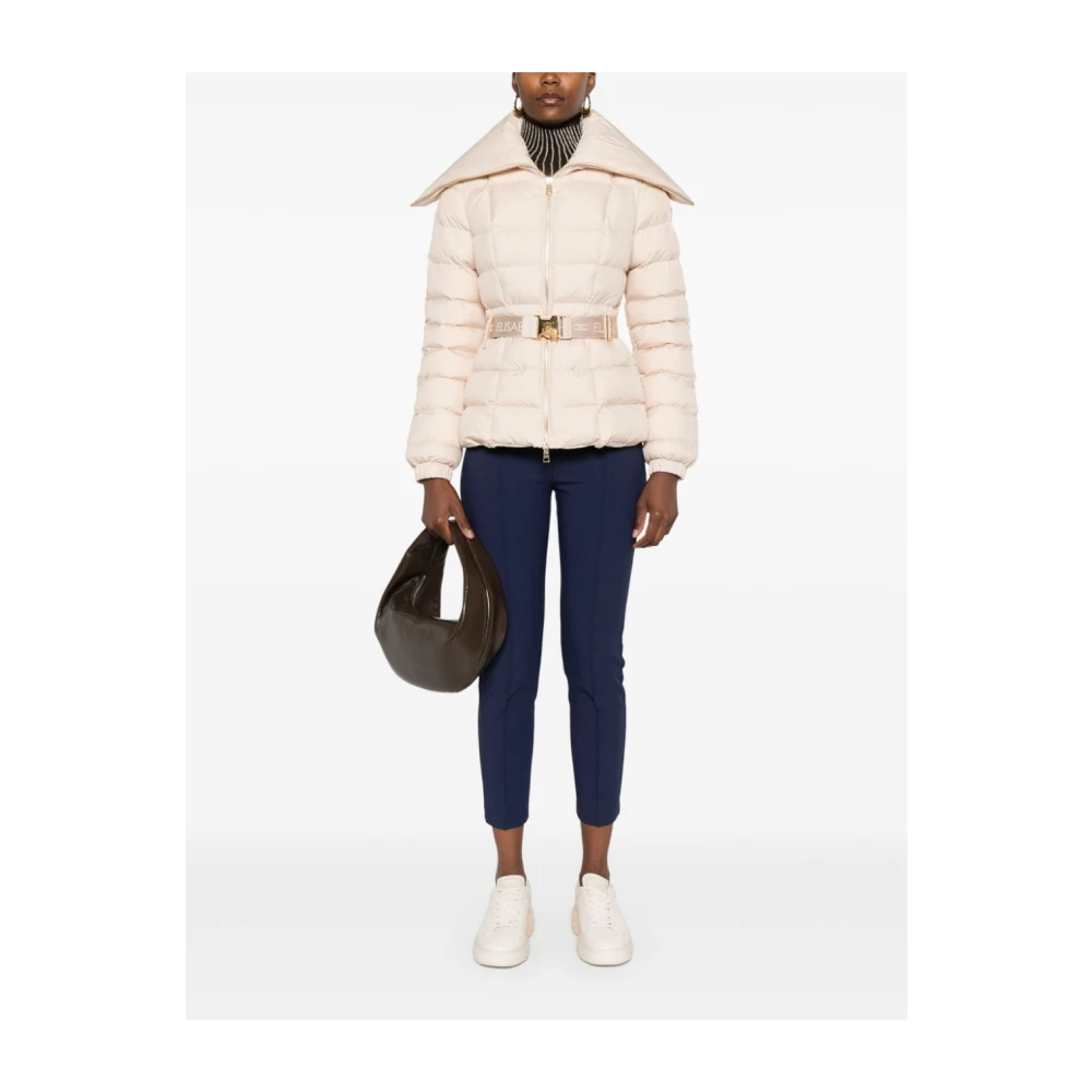 Elisabetta Franchi Gewatteerde Witte Jas met Logopatch White Dames
