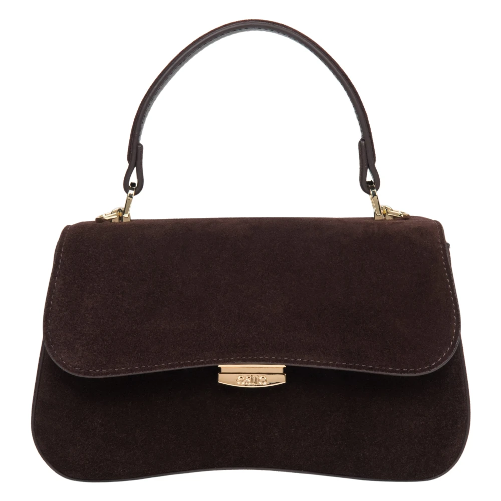 Estro Women's Brown Small Velour Satchel Handbag