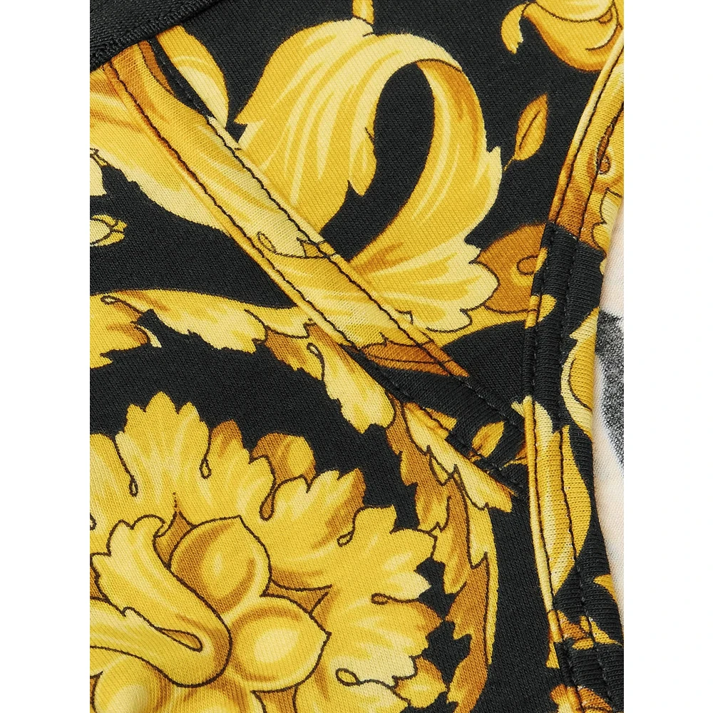 Versace Stretch Katoenen Slip met Barocco Print Yellow Heren
