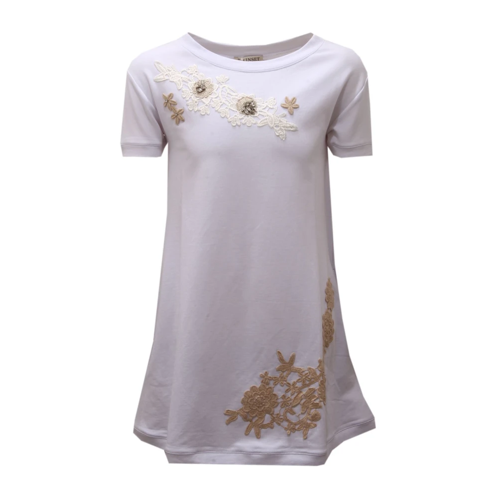 Twinset Girls White Dresses, 12 Y, Abito Maxi Maglia