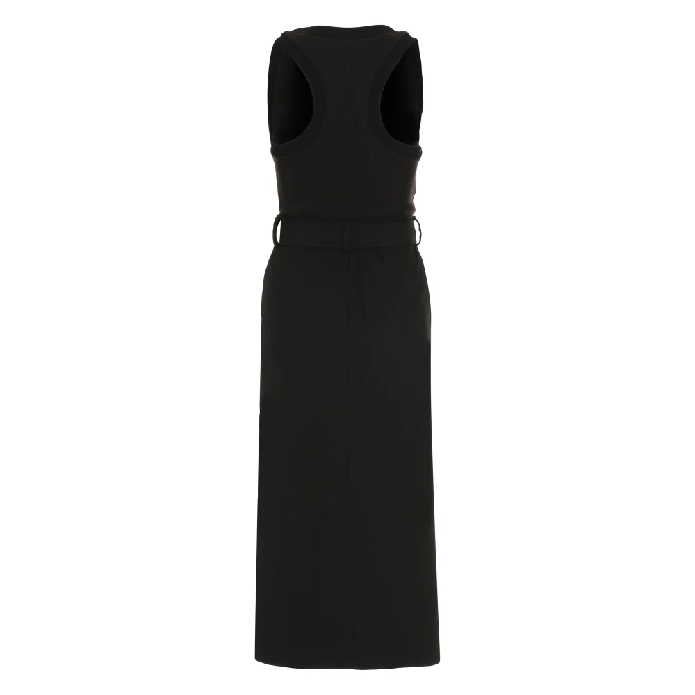 alexander mcqueen Katoenen jurk met riem en zak Black Dames